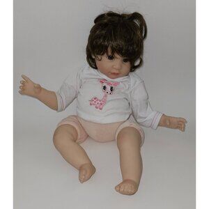 Aori Reborn Girl Baby Doll Realistic 20" Brown Hair Blue Eyes Giraffe Shirt